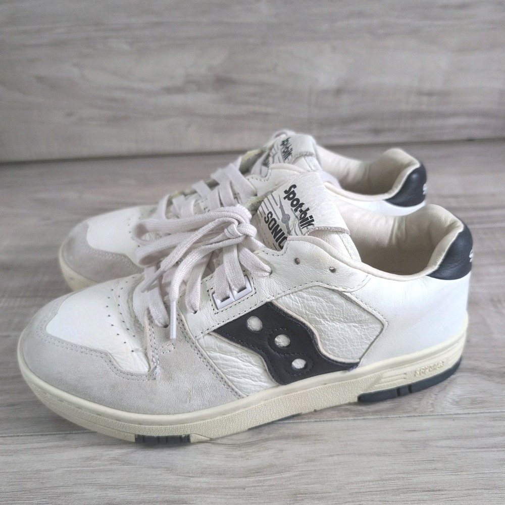 Men's Saucony Sonic Low Casual Suede Shoes Beige / Blue  S70788-2  Mens Size 7.5
